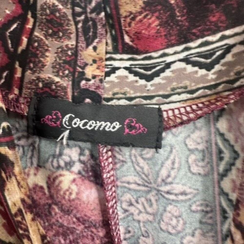 Cocomo Floral Bandana Print 3/4 Sleeve Mock Neck Blouse Medium Boho Patchwork - Picture 7 of 10